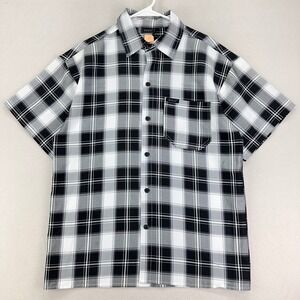 VTG Solo Shirt Mens Medium Black Plaid Short Sleeve‎ Chicano Biker OG Lowrider